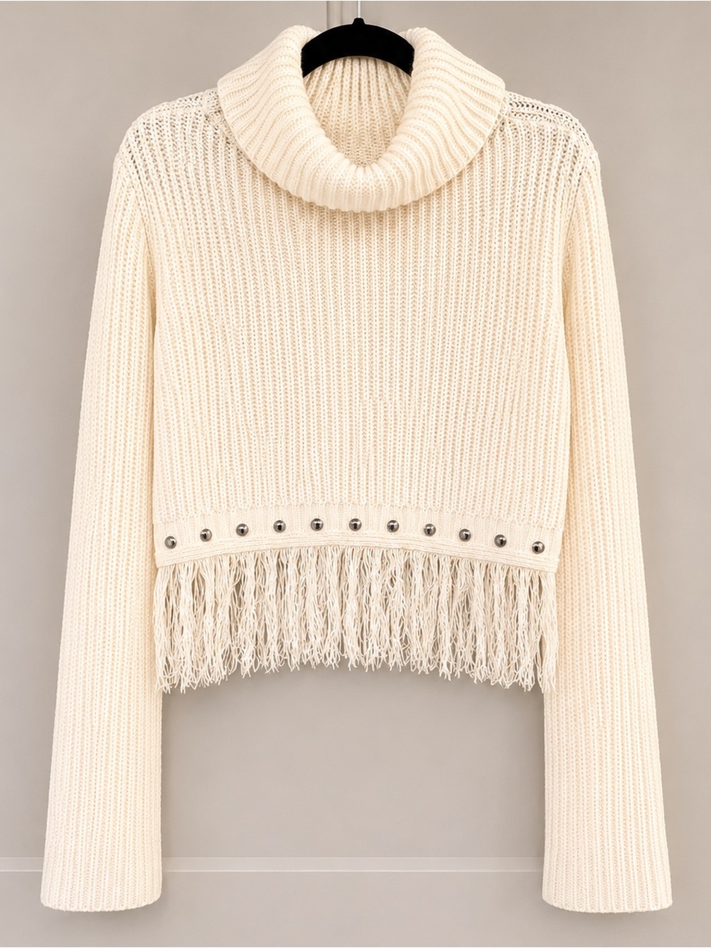 Lulu's Cream Fringe Turtleneck Sweater